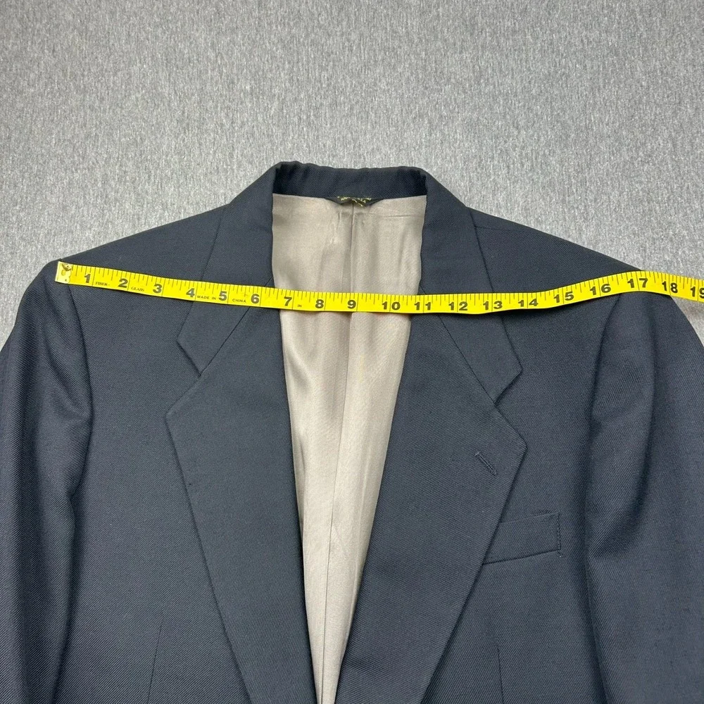 Givenchy Two Button Blazer Mens 42 Navy Blue Ventless Gold Buttons USA *HOLE*